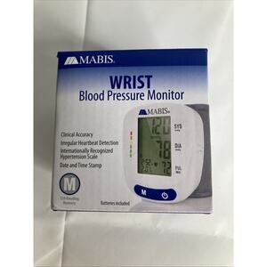 MABIS Adult Cuff Wrist Digital Blood Pressure Monitor White Device 1 Each